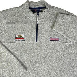 Vineyard Vines Shep Shirt XXL Gray 1/4 Zip California Bear Patch Pullover Rare